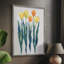Tulipes dans une rangée II, reproduction encadrée - bois massif-1140432646