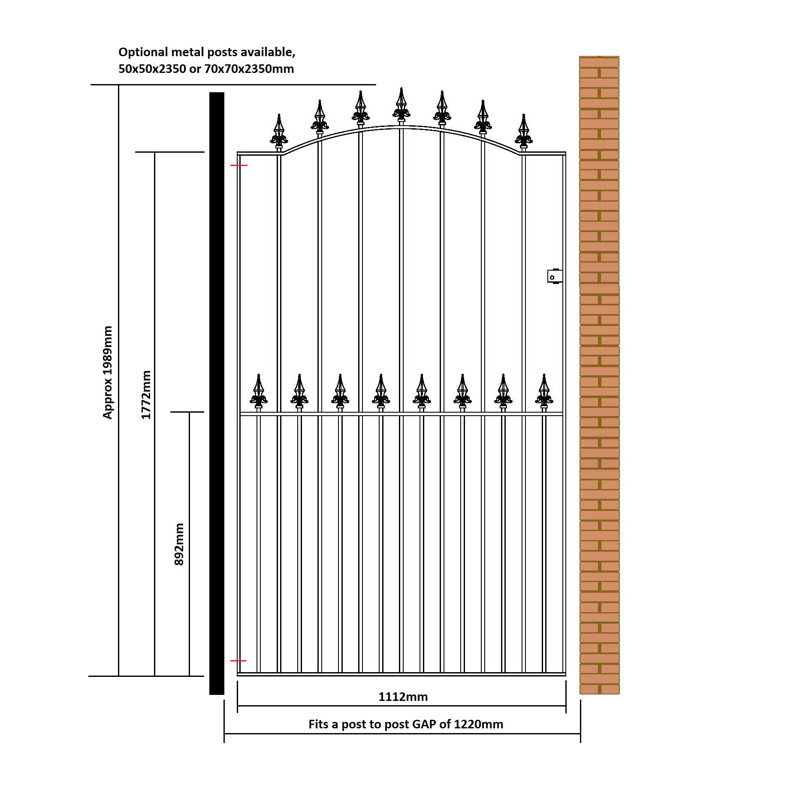 Pinkley Black Metal Gate, 122cm W X 198cm H