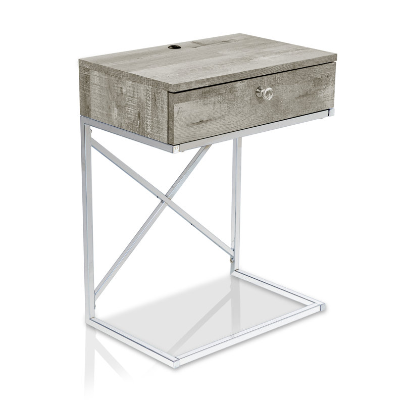 Gibby End Table with Storage, Light Gray