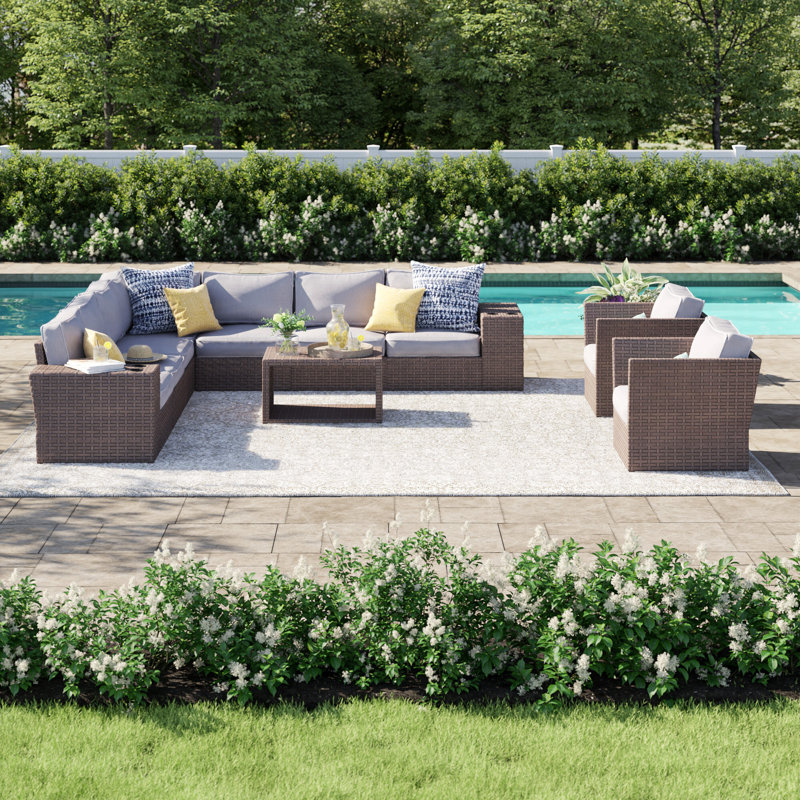 Ensemble de conversation pour 8 personnes avec coussins Annia Wicker