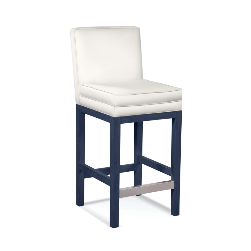 Upholstered Stool, Frost White Finish, Elite Ivory; 0321-91