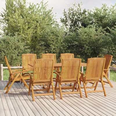 Geers 8 - Person Wood Patio Dining Set with Rectangular Table