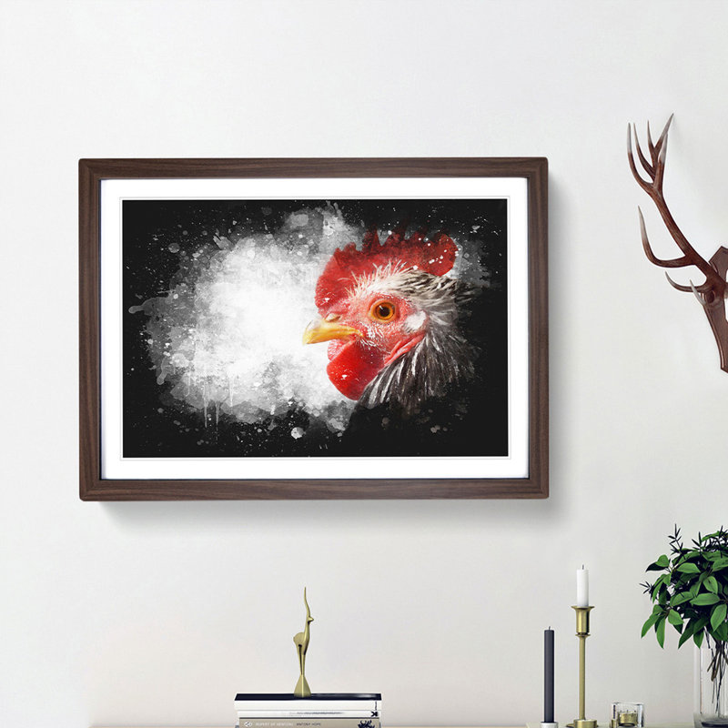 Grey Rooster Looking West - Picture Frame Graphic Art Print, Walnut Framed, 33cm H x 45cm W x 2cm D