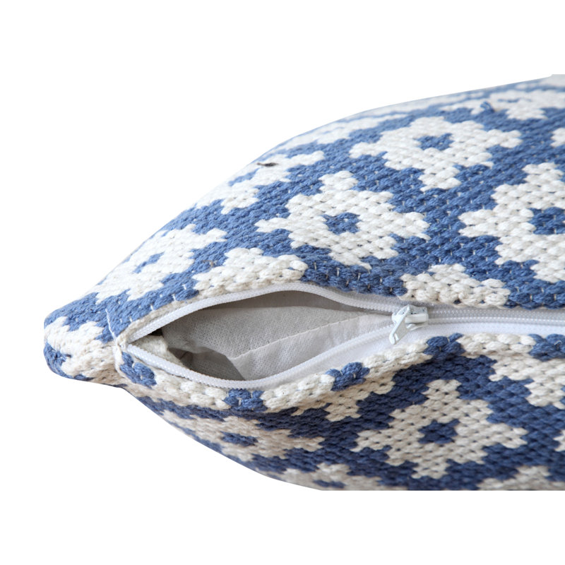 Housse de coussin décoratif Contemporary, Blanc / bleu, Housse de coussin seulement - sans coussin