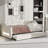Beige Upholstered Twin Wood Bedroom Daybed LED Trundle Support-1176145882-1176145884