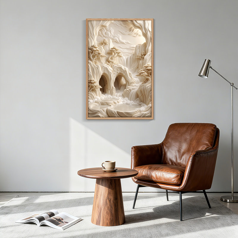 Ensemble de 1 tableau sur toile représentant un paysage de montagne, 24"H x 18"W, Natural