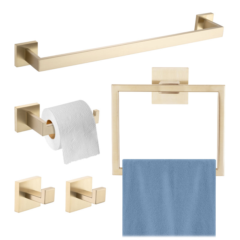5 - Piece Bathroom Hardware Set, Brushed Gold