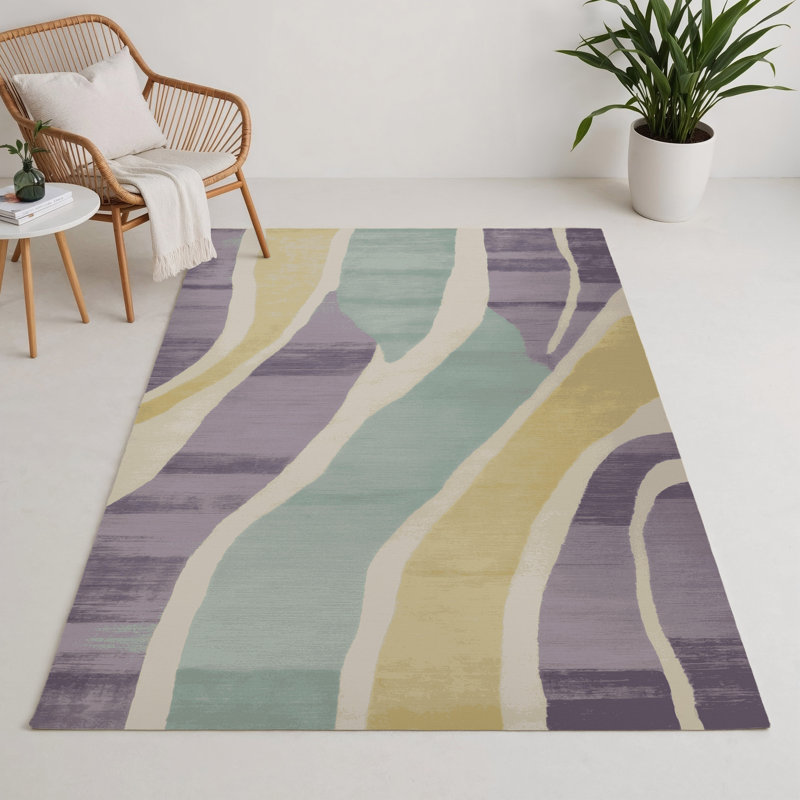 Watercolor Beige Indoor and Outdoor Area Rug, Rectangle 3' x 5'