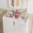 29.52 Inches White & Gold Shoe Cabinet With Doors, 5 Tiers Shoe Storage Organizer-747959795