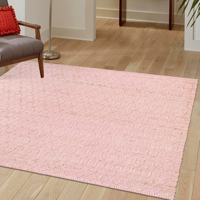 Tapis rose en jute / sisal tissé à la main Michailas