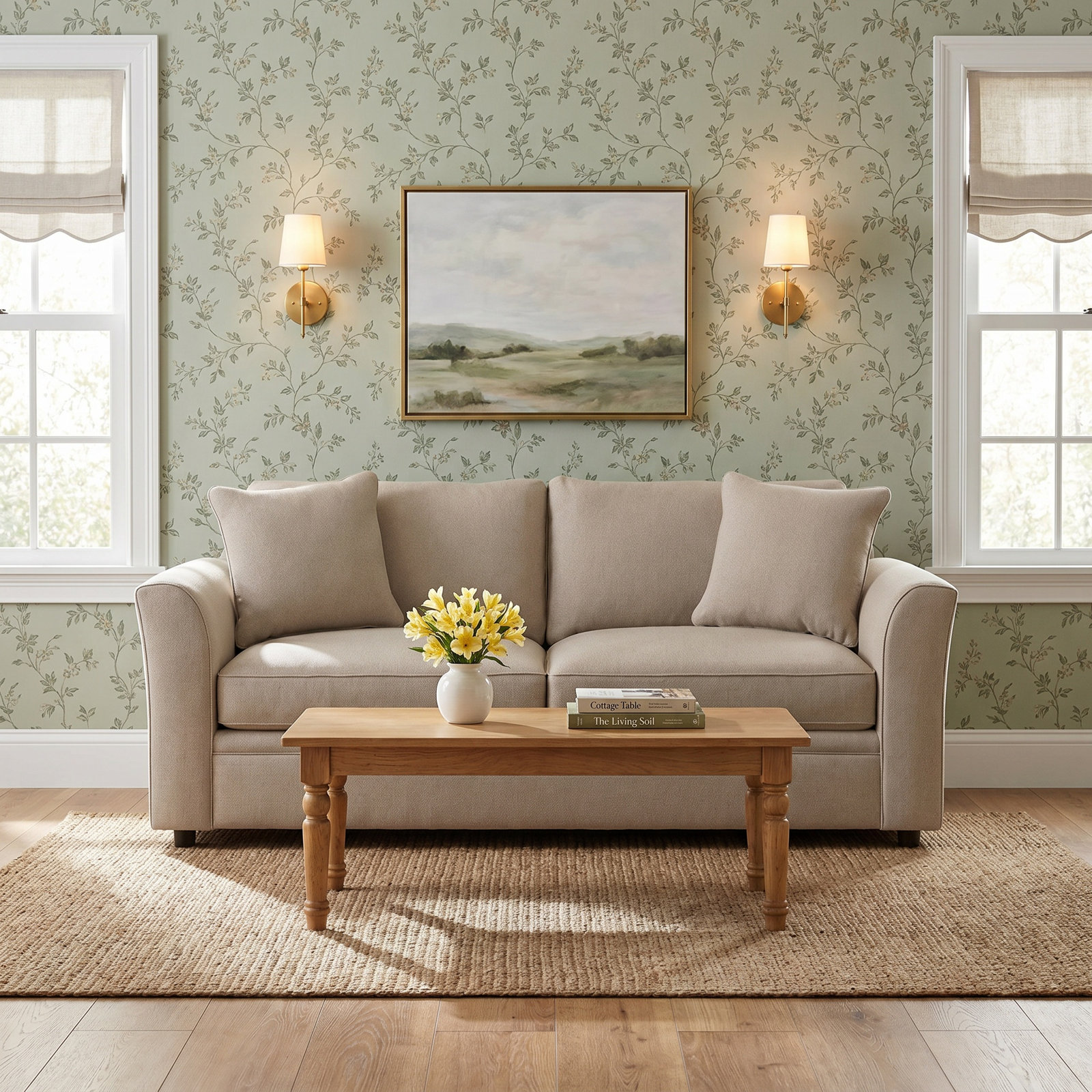 Northfield 85'' Upholstered Sofa, Green and Blue Stripe; 0252-54