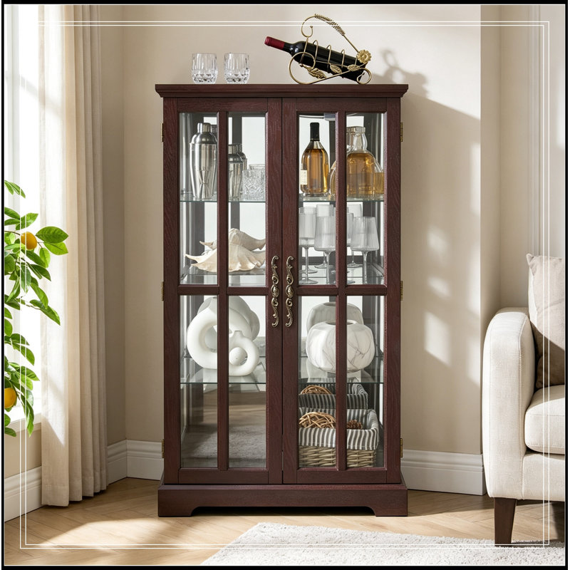 Arria avec portes doubles en verre et 3 tablettes réglables, White
