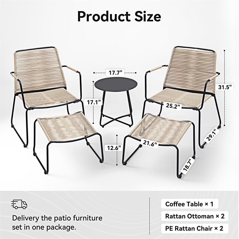 5 Piece Patio Conversation Set