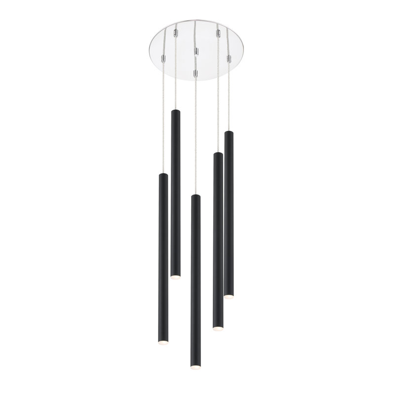 Bowning 5 - Light LED Cluster Pendant, Matte Black