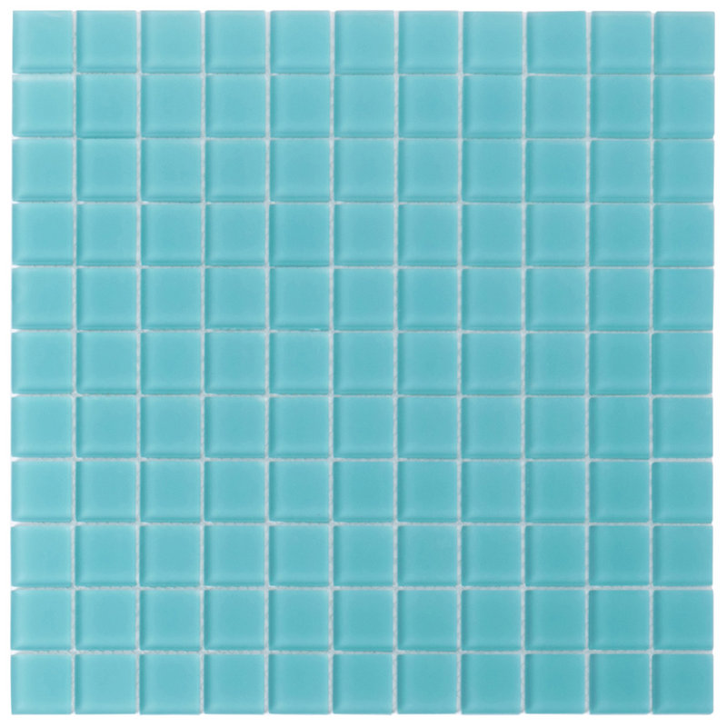 11.8" X 11.8" Matte Finished Glass Mosaic Tile, Aqua