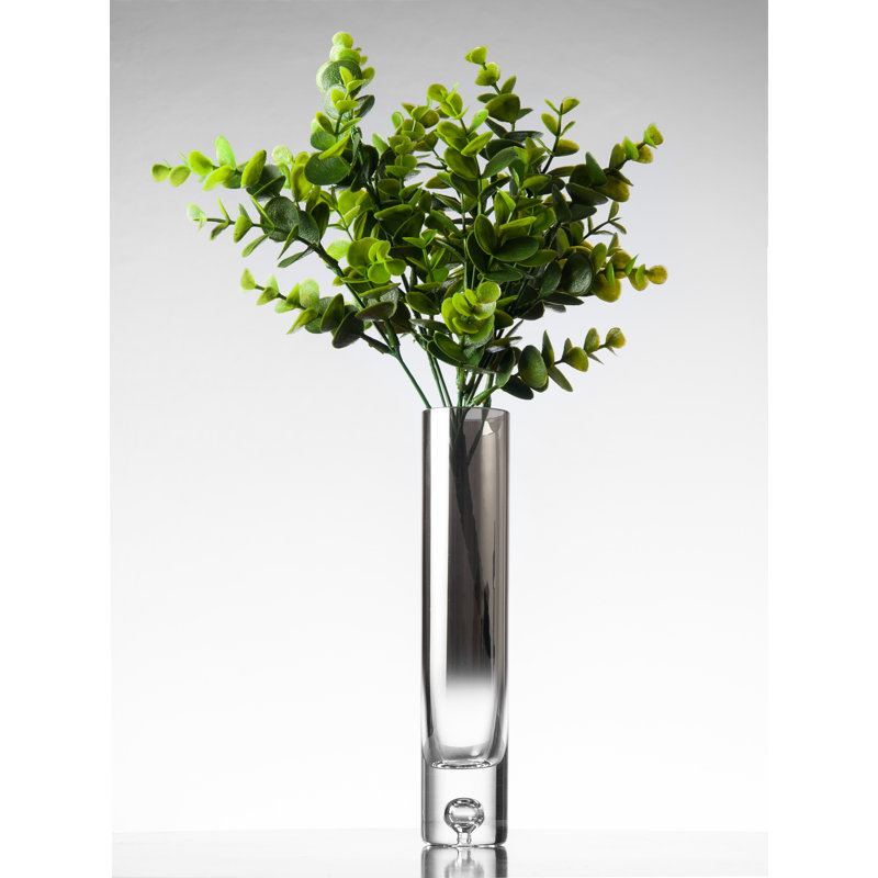 Glass Bud Vase - Bubble Design in Base - 7.6" Height - Metallic Ombre Top - by barski, 8.70" H x 1.50" W x 1.50" D