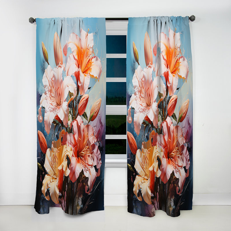 Edrey - Rideau obscurcissant floral lys - 1 panneau, L 52 po x L 95 po