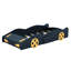 Lit de voiture de course simple bleu foncé + jaune avec rangement pratique, construction, confortable pour une bonne nuit de sommeil, plateforme et espace de rangement, construction en bois fiable