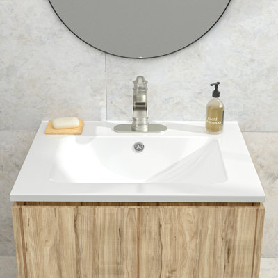 Lavabo de salle de bain 24 po x 19 po avec trou pour robinet et trop-plein (comptoir seulement)
