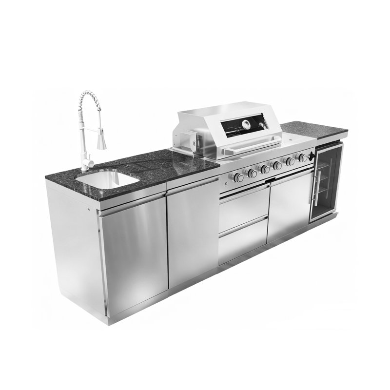 Îlot de cuisine de 46 po à 4 brûleurs et 72 000 BTU de 46 po avec 4 brûleurs de 46 po en acier inoxydable
