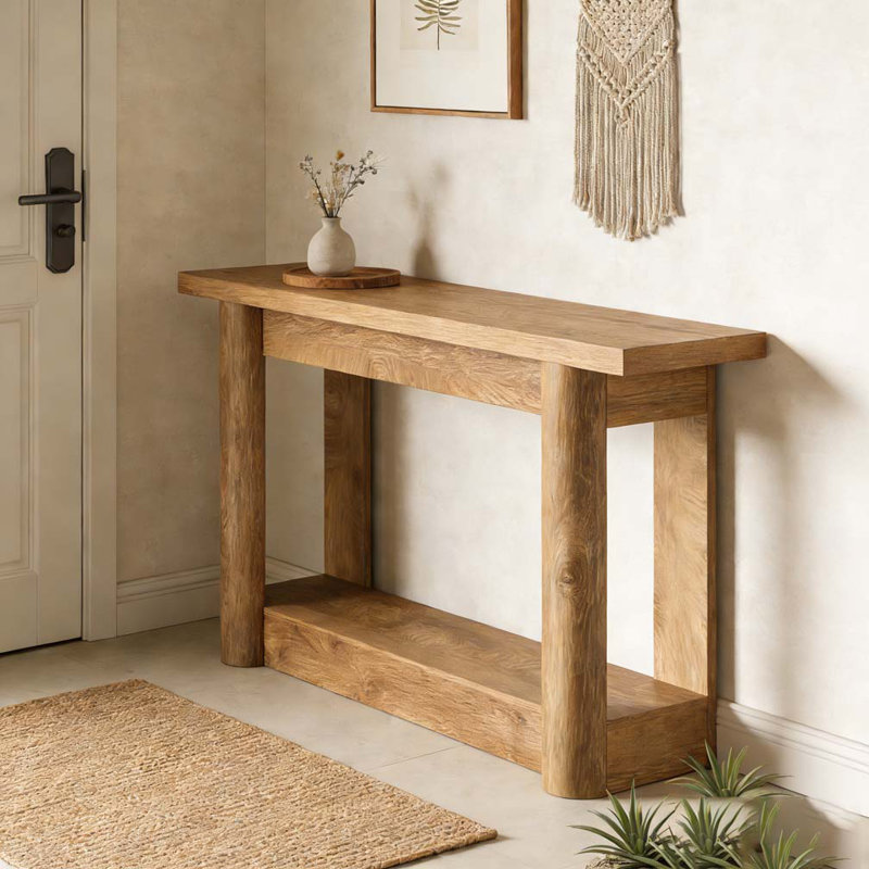 Entryway Table,2-Tier Console Table, Brown Oak