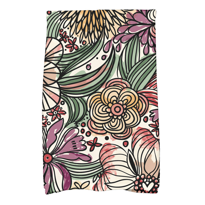 Floral Tea Towel Kitchen Towel, Purple