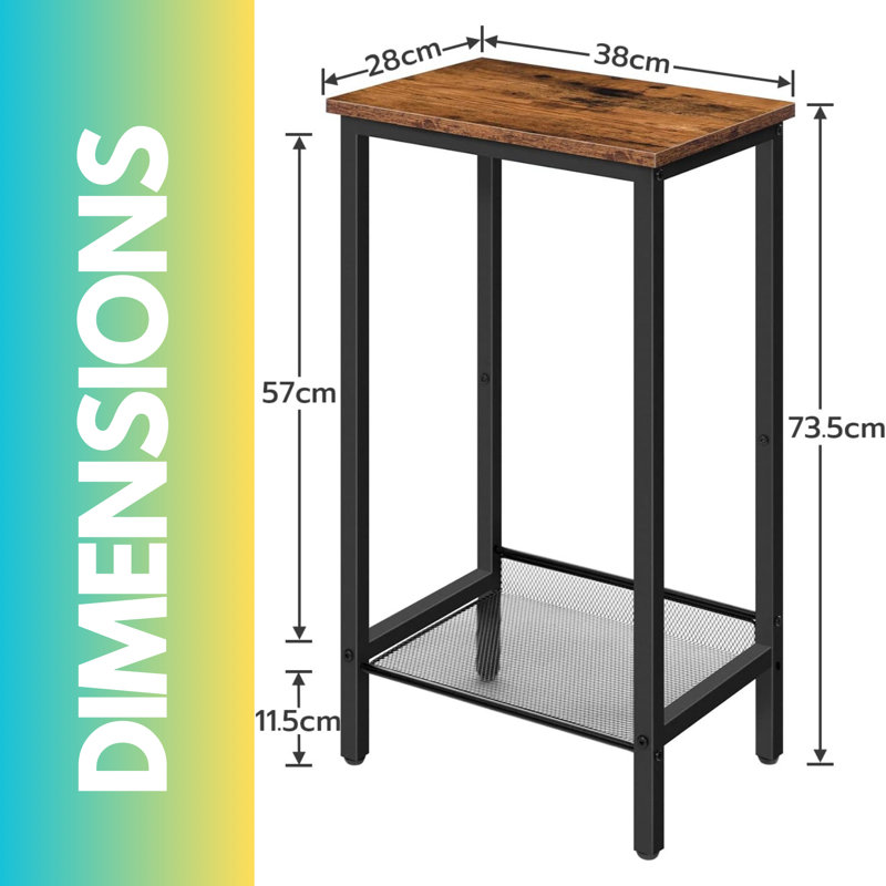 Grovesend Bedside Table with Adjustable Mesh Shelf