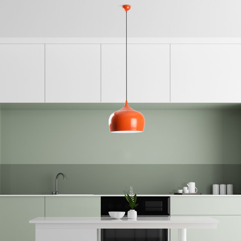 Elegant Adjustable Chandelier, Metal Body, Orange Finish, 11 x 11 x 28.3 inches | Height Adjustable from 14 to 49.2 inches | 1 x E27 Socket Max 40 W, Perfect for Dining Room & Living Space, Modern Design