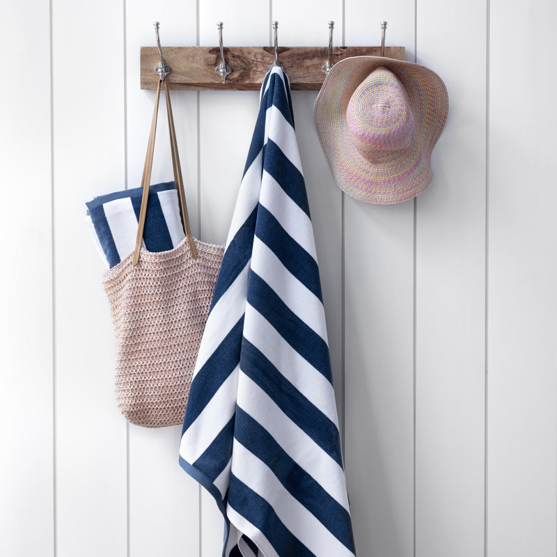 2 Piece Turkish Cotton Beach Towel Set, Navy