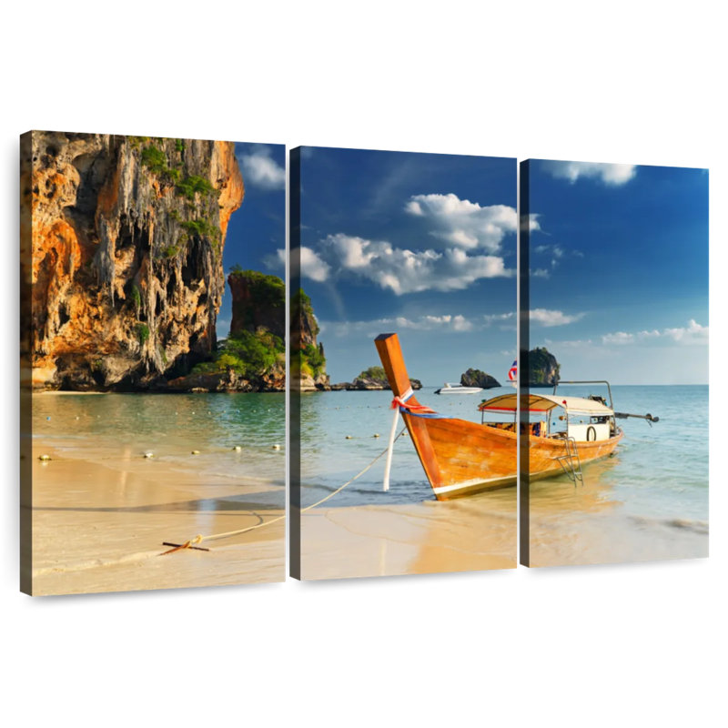 Mehar Boat At Railay Beach, 28" H x 45" W