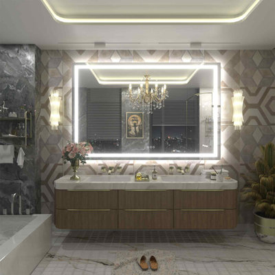 UL Certified Front & Back LED Anti-Fog Tempered Glass Bathroom/ Vanity Mirror - Basics by Wayfair™