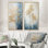 Or et bleu arbres harmonieux - ensemble d'art mural sur toile Trees of 2