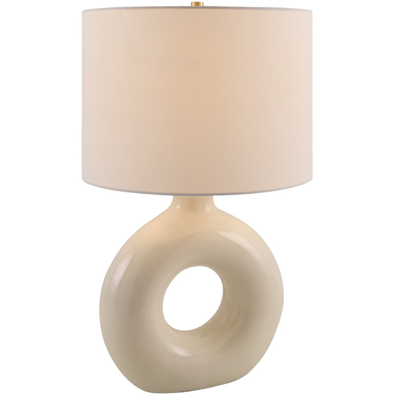 Lampe de table en céramique Roumel, Crème, crème