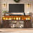 Farmhouse Tv Stand With Sliding Barn Doors & Led Lights,  32" Tall Entertainment Center With Power Outlet For 80 Inch Tv, Rustic Media Console For Living Room-1968961371