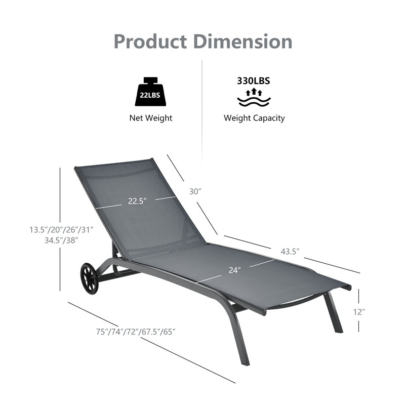 Chaise longue inclinable 65 po Lowder