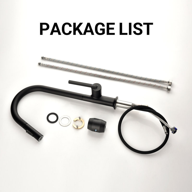 Matte Black Single Handle High-Arc Kitchen Faucet with Pull-out Spray