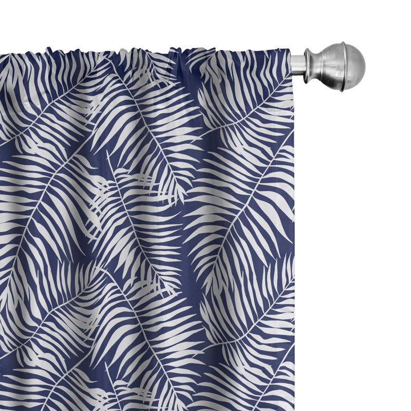 Semi Sheer Curtain Pair, 56" W x 95" L, Navy Blue/White