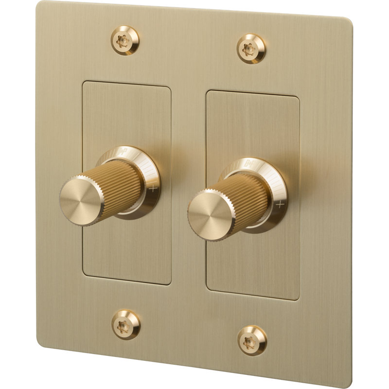 2G Dimmer / LED / Linear / Without Logo, Brass, 2 Gang