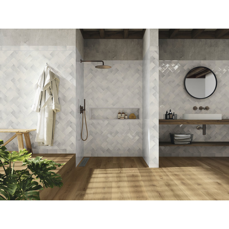 Cascade 3" x 6" Ceramic Brick Look Wall Tile, Blanco