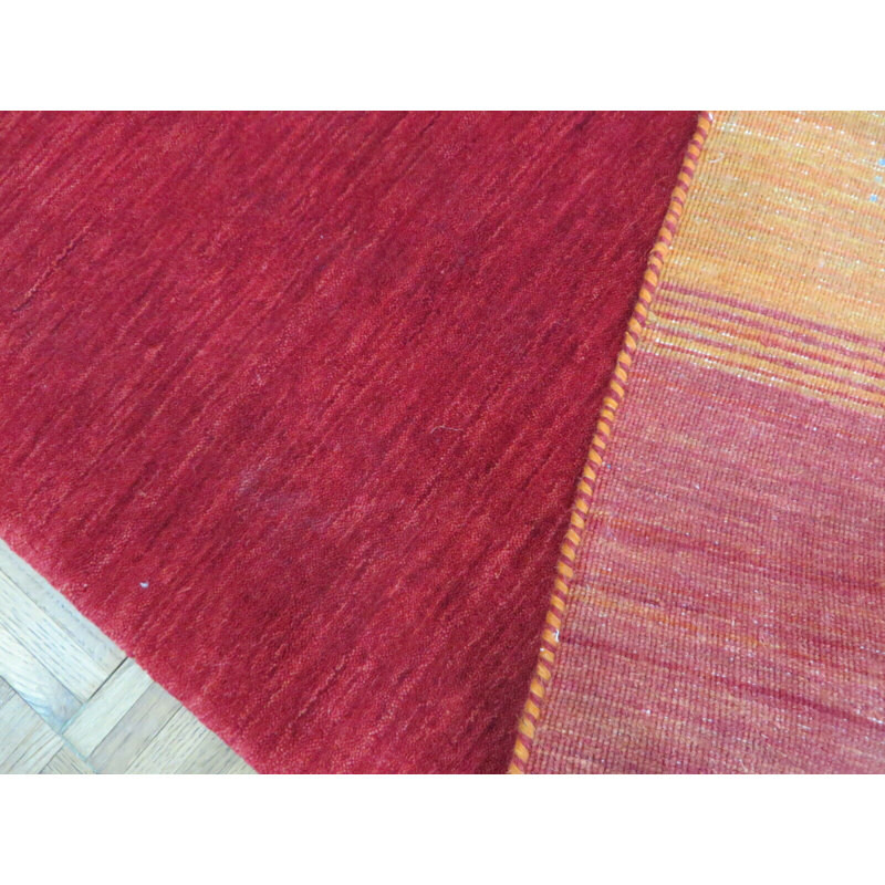 Tapis de zone en laine noué la 4 pi 2 po x 5 pi 11 po one-of-kind