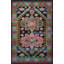 Tapis décoratif rose à motif floral frangé-2078575124