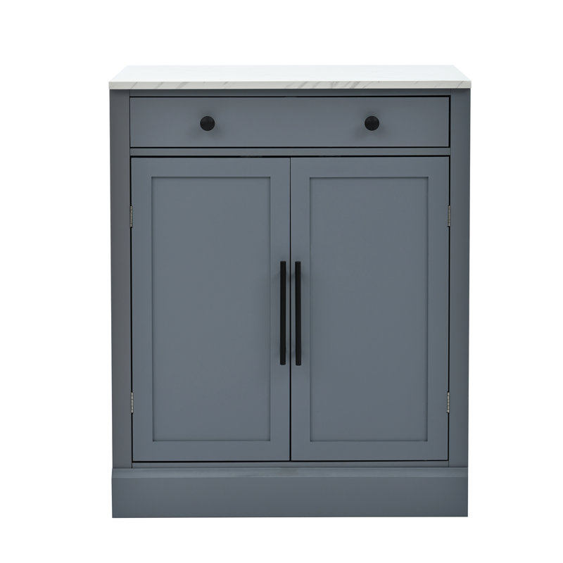 Armoire de cuisine moderne autoportante avec tiroir, tablettes réglables et rangement pour porte - Buffet gris et armoire à café