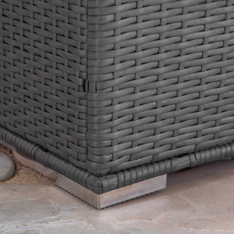 Rangement extérieur en fer gris et stable de 33,96 po X 24,48 po., Boîte de mise en valeur du patio avec cadre en fer robuste, profondeur, largeur, hauteur, aide