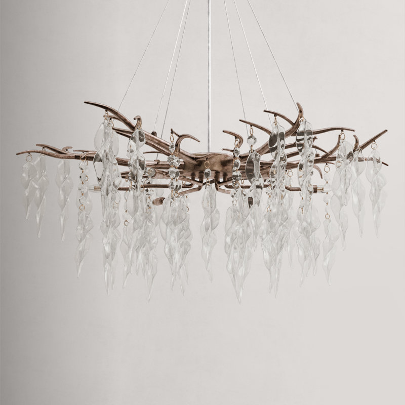 Lustre géométrique à intensité variable à 6 lumières l 40 po avec détails en cristal Lianian