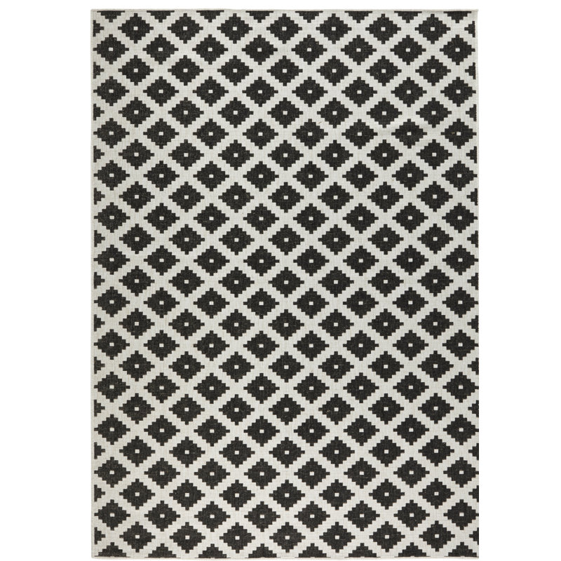 Nizza Flatweave Black/Cream Rug, Rectangular 120 x 170cm