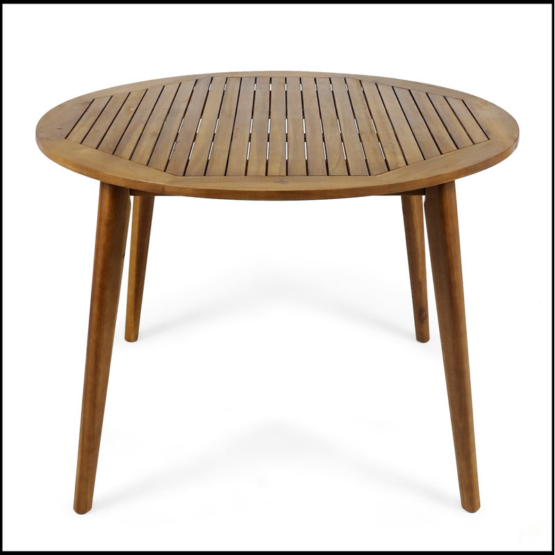 Table de salle à manger d'extérieur en bois d'acacia de 47 pouces Stamford, durable et résistante aux intempéries pour les rassemblements de patio