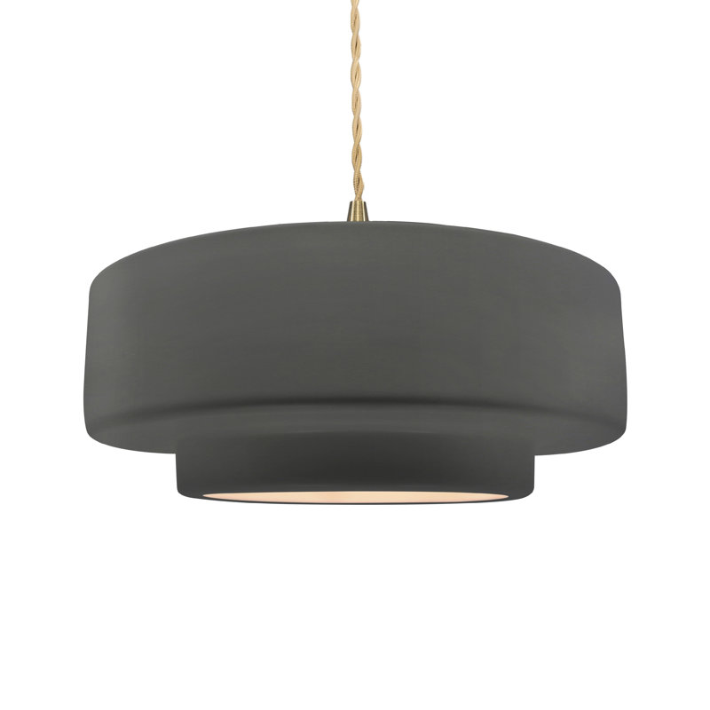 Luminaire suspendu à 1 lumière Meydan, H 6 po x l 16,25 po x P 16,25 po, Gris brillant, Laiton brossé