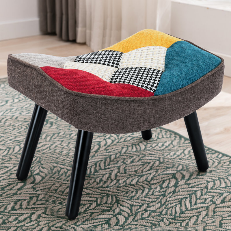 51.5cm Wide Tufted Patchwork Footstool Ottoman