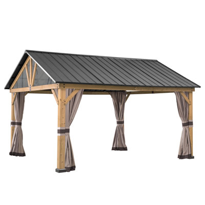 Sunjoy Privacy Curtains for 11 ×13 ft. Wood Framed Gazebos , 4-Panels Side Wall Universal Replacement for Patio, Outdoor Canopy, Garden and Backyard (Curtain Only)
