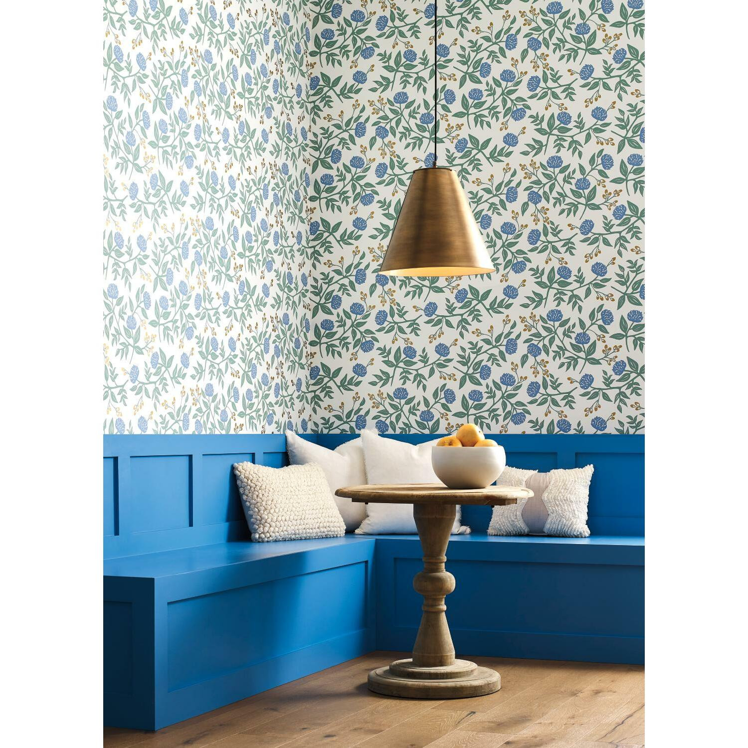 Peonies Wallpaper Roll, Green/Ivory